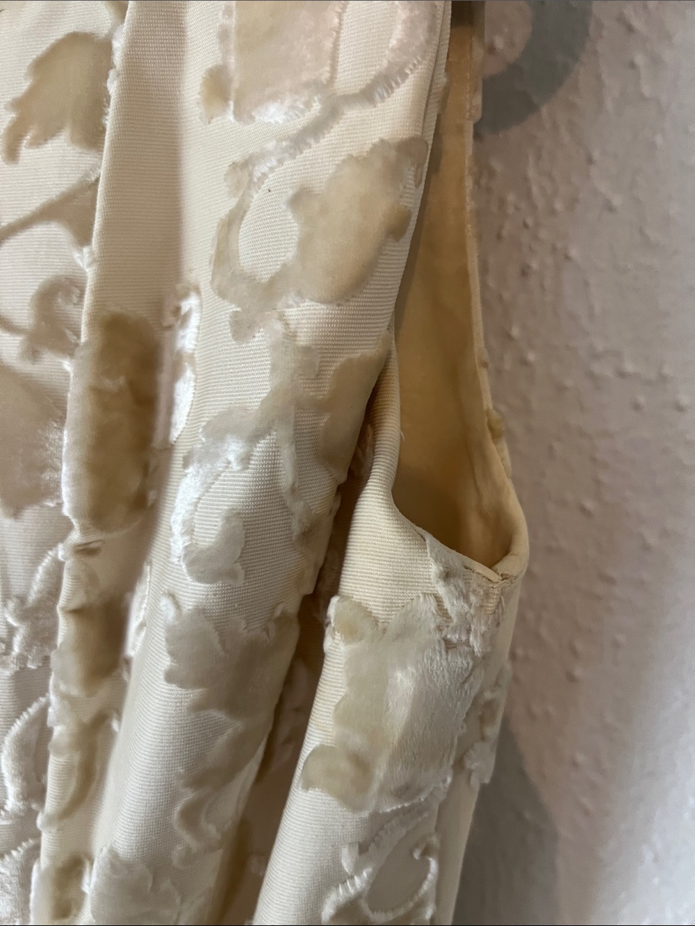 Vintage 1940s 50s Cream Velvet Brocade Sleeveless A-Line Mini Bridal Dress Small - Picture 4 of 10